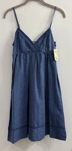 NWT LEI Juniors M Blue Sundress Lace Empire Waist Y2K Beach Cottage Sleeveless - Picture 1 of 11