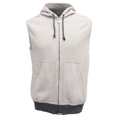 Brunello Cucinelli Chaleco con Cremallera Sudadera con Capucha en Algodón Hombres Gris Talla 48 Foto 1 de 4