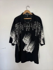 Billion Bay Dragon Asian Script Herren Kurzarm Hemd 3XL Y2K 90s Streetwear - Bild 1 von 11