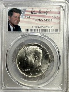 1973 P Kennedy 50C PCGS MS65 Portrait Signature Special Label - Picture 1 of 4