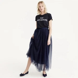 Neu mit Etikett J. Crew Tüll Ballrock Marineblau Plissee Band Gürtel A-Linie Größe 10 - Bild 1 von 9