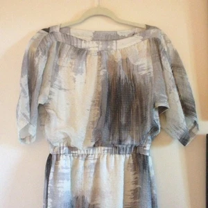 Vestido Artístico Talla 4 Maggie London Efímero Negro Blanco Gris Cinturón Gauzy Artístico - Imagen 1 de 18