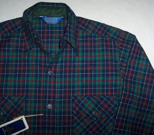 NWT Pendleton Vintage NAVY/GREEN/RED/WHITE PLAID Shirt 100% Virgin Wool Men's S - Picture 1 of 4