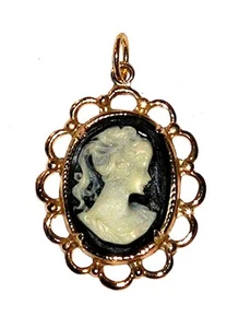 /PENDANT/NECKLACE Lovely Cameo GIRL W/ PONYTAIL - Picture 1 of 1