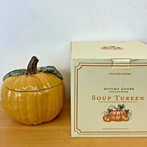 Williams Sonoma Pumpkin Soup Tureen Serving Bowl Autumn Gourd Collection TSH0