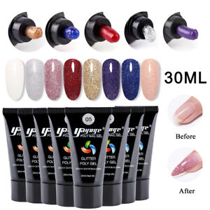 30ml Glitter Nail Polygel Quick Extension Nail Gel UV Builder  Clear Pink