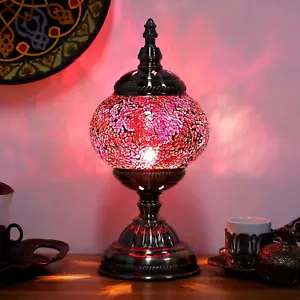 Christmas Decorations Gift Turkish Mosaic Glass Desk Lamp Boho Moroccan Glass La - Picture 1 of 8