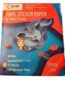 Printable Vinyl Sticker Paper Waterproof Decal Paper Inkjet Printer 15 Sheet NEW - Picture 1 of 2