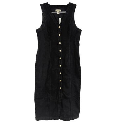 Vestido Midi MADEWELL Denim Decote V 14 Preto Limpo Lavagem Botão-Up NOVO Etiqueta B60 - Imagem 1 de 4