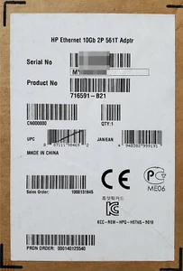 HP 561T Dual Port 10GbE 10GBase-T RJ-45 Ethernet Server Adapter 716591-B21 - Picture 1 of 2