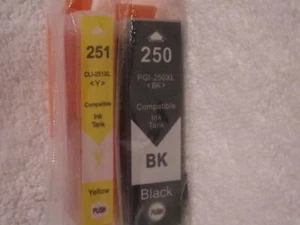 PGI-250BK XL Black CLI-251XL Yellow Ink Cartridge For Canon Printers NEW SEALED - Picture 1 of 6