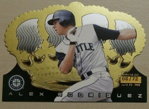 1999 Crown Royale - Alex Rodriguez -Opening Day- gold foil/die-cut #8/72 + bonus