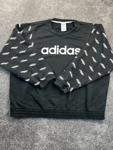 Adidas Sudadera Unisex XL Cuello Redondo Repetición Logo Gráfico Camiseta Pullover Negro - Imagen 1 de 15