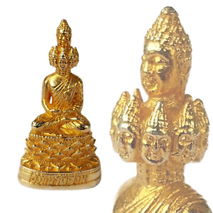 9 Face Buddha Phra Sethee Navagote Gold Copper Riches Thai Amulet Statuette