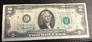 1976 $2 Dollar Bill Error Miscut (more space at bottom and left) - Picture 1 of 1