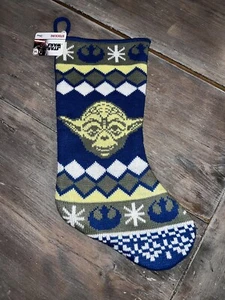 Yoda Star Wars Strick Weihnachten 18" blau gelb Strumpf Urlaub Neu mit Etikett - Bild 1 von 1