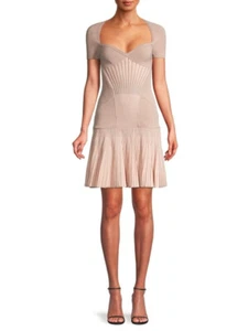 Alexander McQueen 2017 Rose Silver Knit Corset Wool-Blend Mini Dress, Sz XS - Picture 1 of 11