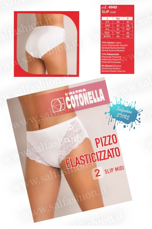 confezione da 8 slip donna midi in pizzo elasticizzato L'ALTRA COTONELLA 4940
