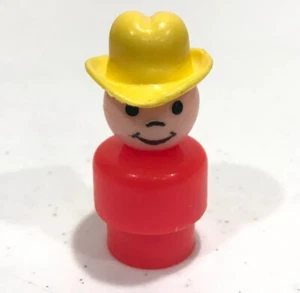 Vintage Fisher Price Little People DQPP Cowboyhut rot Junge gelb Original - Bild 1 von 7