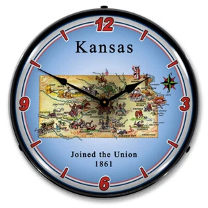 State of Kansas LED Backlit Clock - Picture 1 of 3