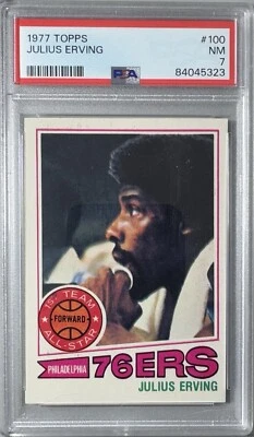 Julius Erving 1977-78 Topps White Back #100 PSA 7 Dr J Rare Philadelphia 76ers - Image 1 of 3