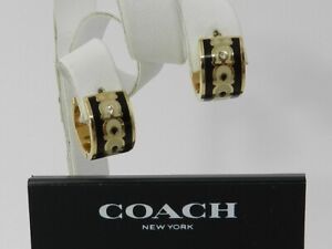 COACH  Signature Enamel Huggie Earrings