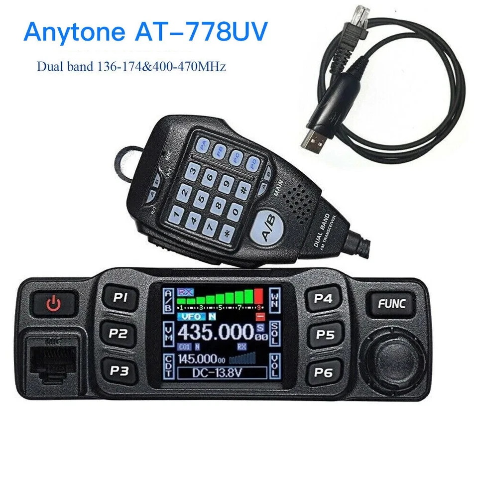 AnyTone Dual Band Transceiver VHF/UHF AT-778UV Two Way Radio Programming Cable