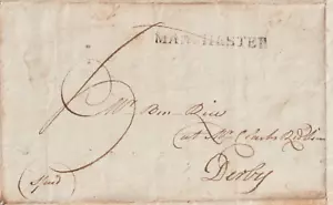 1799 MANCHESTER PMK LETTERA E DEWHURST TO B RICE DERBY MERCI CONSEGNE IN CARRO - Foto 1 di 4