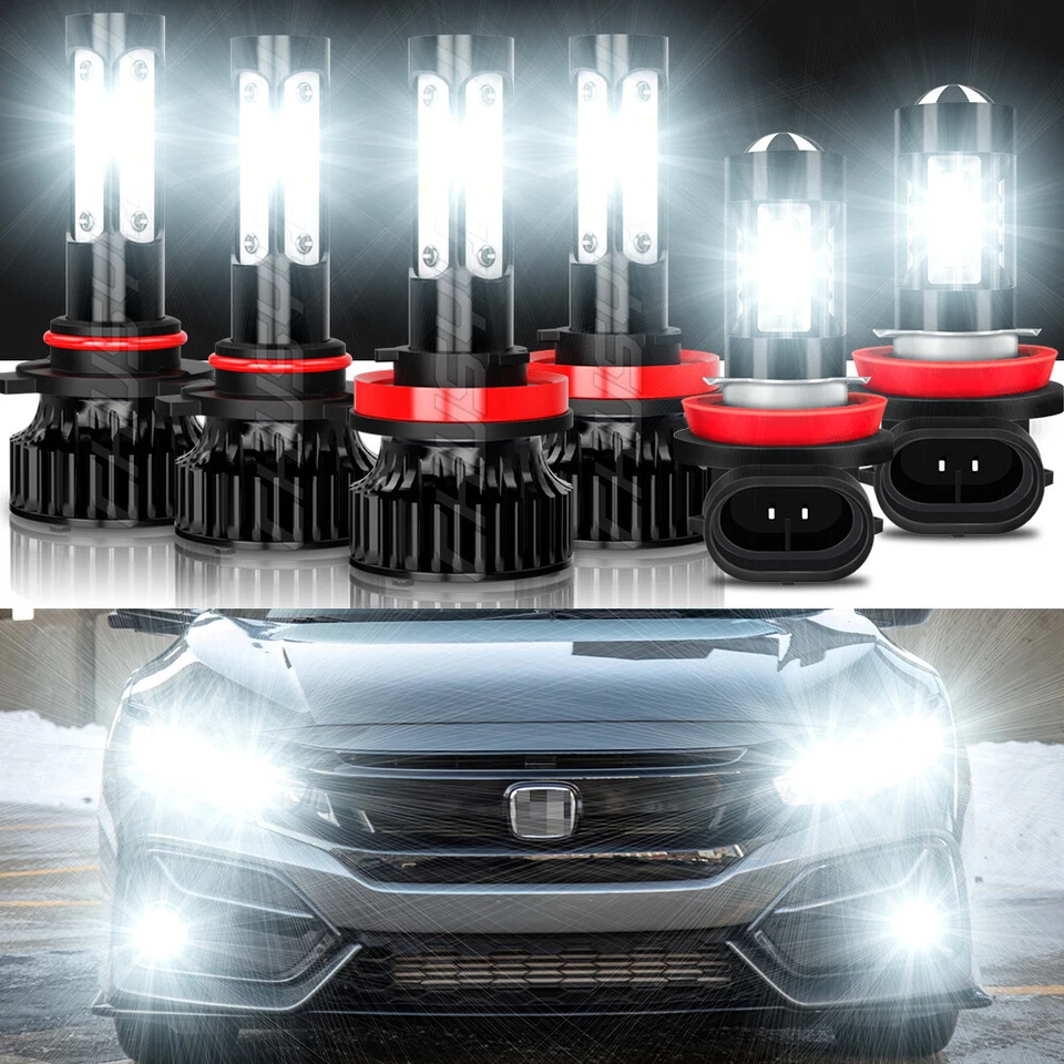 Kit de faros antiniebla de haz alto bajo LED para Honda Civic 6000K 2016-2020 Foto 1 de 4