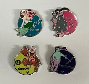 4 different WDW 2012 Disney Hidden Mickey ZODIAC SIGNS Pins Little Mermaid - Picture 1 of 2