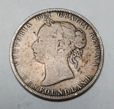 1874 Newfoundland 50 Cents - Silver Coin - Canadian Half Dollar $0.50 - Victoria Cover