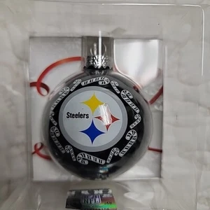 Topperscot Small Black Pittsburgh Steelers Small Glass Ornament - Picture 1 of 2