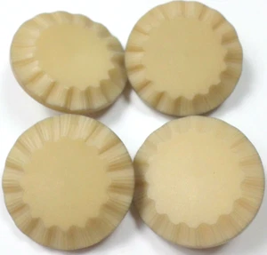 4 VINTAGE XL Tan Brown Celluloid? Faceted Metal Shank Buttons 33.5x10mm 1 5/16" - Picture 1 of 7
