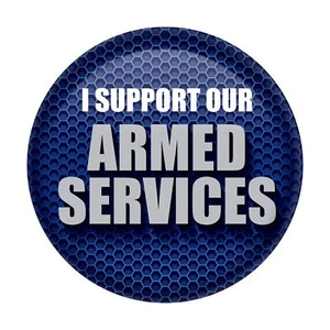 Beistle I Support Our Armed Services Pulsante - Fornitura festa patriottica - Foto 1 di 1