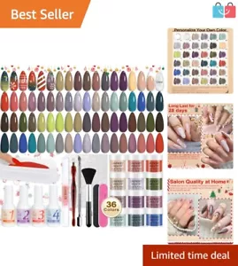 36-Vibrant Dip Powder Nail Colors Set with Glitter & Complete Nail Art Tools - Picture 1 of 9