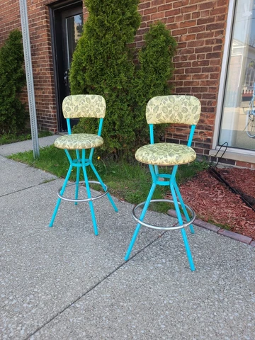2 Vintage MCM Atomic Cosco Swivel Bar Stool Chair Mid-Century Made In USA 24” Cover