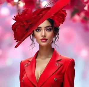 Exclusive Red Designer Millinery by Hat Couture Wedding Bridal Racing Ascot Hat - Picture 1 of 8