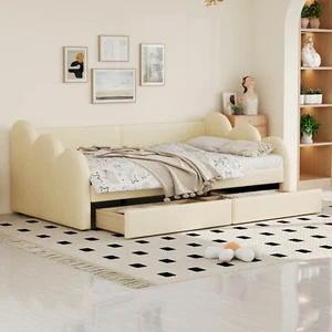 90x200cm Tagesbett, Polsterbett Schlafsofa, Kinderbett, Lattenrost, 2 Schubladen - Bild 1 von 7