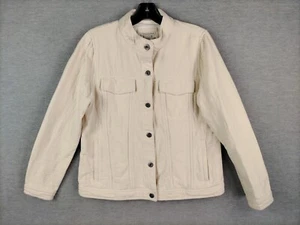 Carbon2Cobalt Womens Jacket Medium Cream Button Up Trucker Long Sleeve Career - Picture 1 of 11