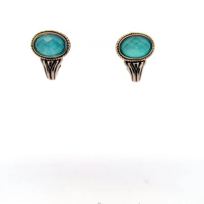 LAGOS Venus Turquoise Doublet Earrings in Sterling Silver & 18K Gold – Excellent - Image 1 of 4