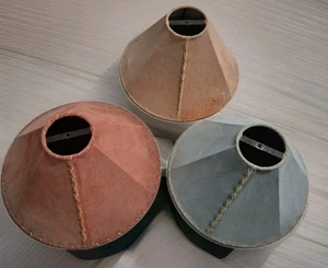 3- Pantalla de lámpara de gamuza de cuero crudo hecha a mano de colección 1- Grande 2- M México cuero grabado  - Imagen 1 de 16