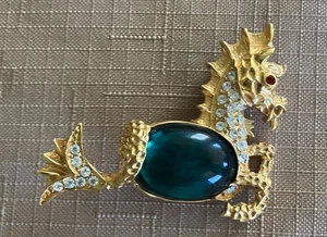 VINTAGE KENNETH J. LANE GEMSTONE DRAGON BROOCH/PIN (990) - Picture 1 of 3