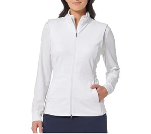 Women's Greg Norman Ribbed Full-Zip Vest White Size XL NWT - Picture 1 of 10