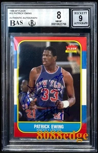 1986-87 FLEER ROOKIE CARD INSCRIPTION AUTO: PATRICK EWING #32 RC BGS AUTOGRAPH 9 - Bild 1 von 5