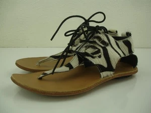 Women's 7 M Sorel Summer II Sandals Thong Zebra Print Hair Calf Lace-Up Booties - Picture 1 of 11