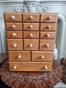Wooden Set of 15 Collectors Drawers Apothecary,watchmakers cabinet Vintage solid - Picture 1 of 24