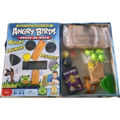 Angry Birds Knock on Wood Game COMPLETE Mattel 2010 Strategy Pigs Kids - Image 1 of 4