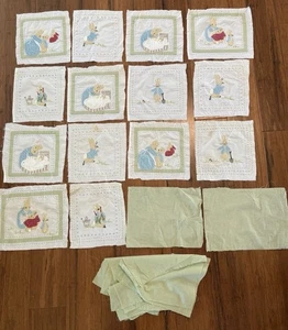 Edredón Peter Rabbit Beatrix Potter bloques cuadrados bordado a mano guardería para bebé - Imagen 1 de 24