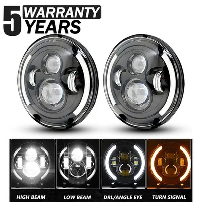 For 2002-2004 2006 Hummer H1 7in Round LED Headlights Hi/Lo Beam Super Bright - Image 1 of 4