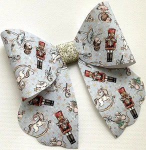 NUTCRACKER BALLET 4" XMAS PRINTED CANVAS FABRIC SAILOR BOW TEMP MAKE HAIR BOWS - Picture 1 of 4